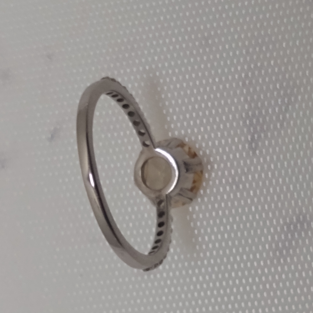 New Rose Cut Yellow Canary Moissanite Ring - Picture 8 of 9